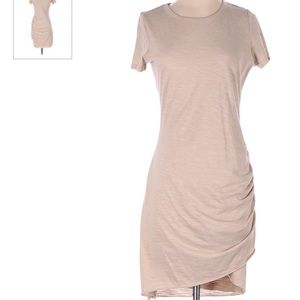 Wasabi + Mint Ruched Tan T-Shirt Dress